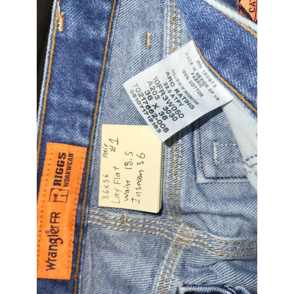 Lot of 2 Wrangler FR Riggs Workwear Jeans 36x36 Flame Resistant Denim CAT2 - Picture 2 of 4